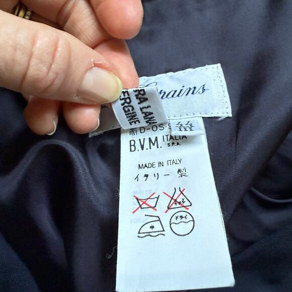 Les Copains Navy Wool Pencil Skirt Lined Made in Italy Size 44 - Picture 5 of 6